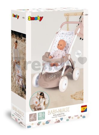 Kočík športový s textilným poťahom Pushchair Natur D'Amour Baby Nurse Smoby pre 42 cm bábiku výška rúčky 58 cm od 18 mes