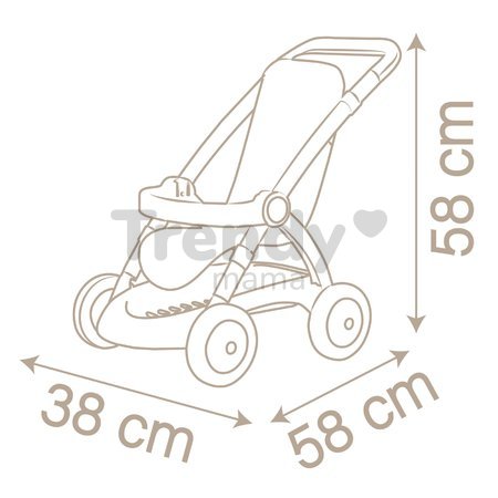 Kočík športový s textilným poťahom Pushchair Natur D'Amour Baby Nurse Smoby pre 42 cm bábiku výška rúčky 58 cm od 18 mes