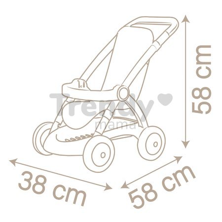 Kočík športový s textilným poťahom Pushchair Natur D'Amour Baby Nurse Smoby pre 42 cm bábiku výška rúčky 58 cm od 18 mes