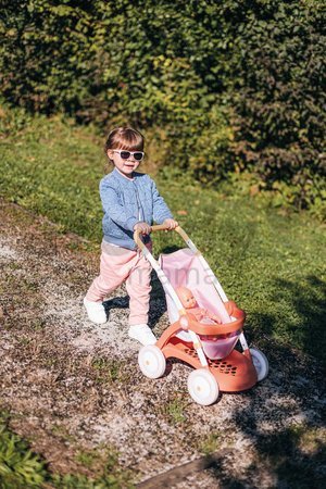 Kočík športový s textilným poťahom Pushchair Soft Baby Nurse Smoby pre 42 cm bábiku výška rúčky 58 cm od 18 mes