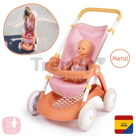 Kočík športový s textilným poťahom Pushchair Soft Baby Nurse Smoby pre 42 cm bábiku výška rúčky 58 cm od 18 mes