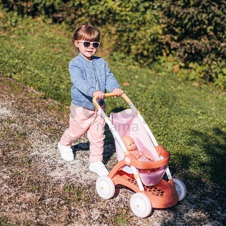 Kočík športový s textilným poťahom Pushchair Soft Baby Nurse Smoby pre 42 cm bábiku výška rúčky 58 cm od 18 mes