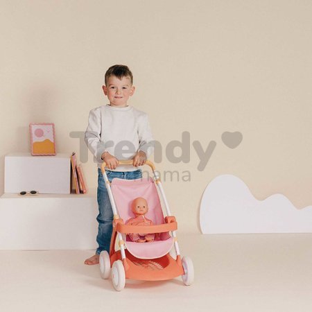 Kočík športový s textilným poťahom Pushchair Soft Baby Nurse Smoby pre 42 cm bábiku výška rúčky 58 cm od 18 mes