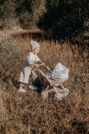 Hlboký kočík s textilným poťahom Pram Natur D'Amour Baby Nurse Smoby pre 42 cm bábiku výška rúčky 58 cm od 18 mes