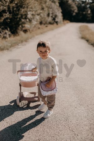 Hlboký kočík s textilným poťahom Pram Natur D'Amour Baby Nurse Smoby pre 42 cm bábiku výška rúčky 58 cm od 18 mes