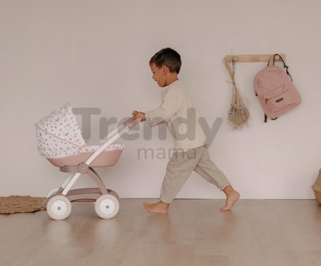 Hlboký kočík s textilným poťahom Pram Natur D'Amour Baby Nurse Smoby pre 42 cm bábiku výška rúčky 58 cm od 18 mes