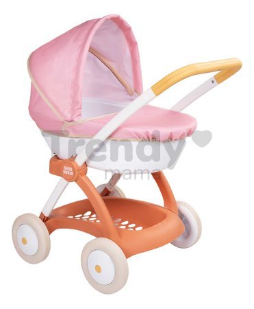Hlboký kočík s textilným poťahom Pram Soft Baby Nurse Smoby pre 42 cm bábiku výška rúčky 58 cm od 18 mes