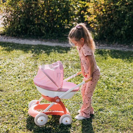 Hlboký kočík s textilným poťahom Pram Soft Baby Nurse Smoby pre 42 cm bábiku výška rúčky 58 cm od 18 mes