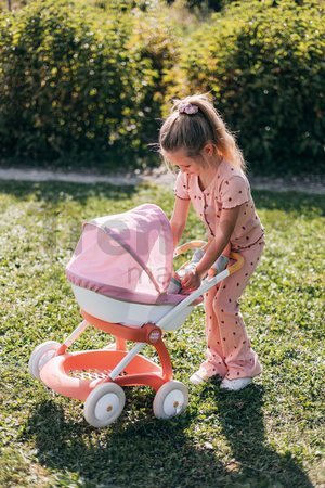 Hlboký kočík s textilným poťahom Pram Soft Baby Nurse Smoby pre 42 cm bábiku výška rúčky 58 cm od 18 mes