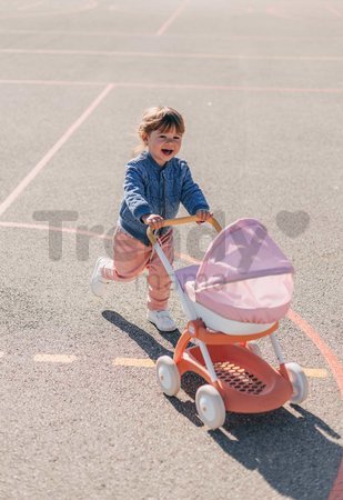 Hlboký kočík s textilným poťahom Pram Soft Baby Nurse Smoby pre 42 cm bábiku výška rúčky 58 cm od 18 mes