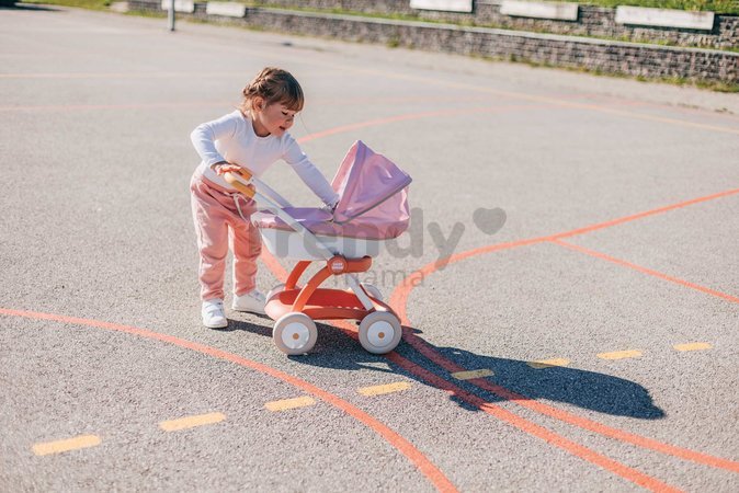 Hlboký kočík s textilným poťahom Pram Soft Baby Nurse Smoby pre 42 cm bábiku výška rúčky 58 cm od 18 mes