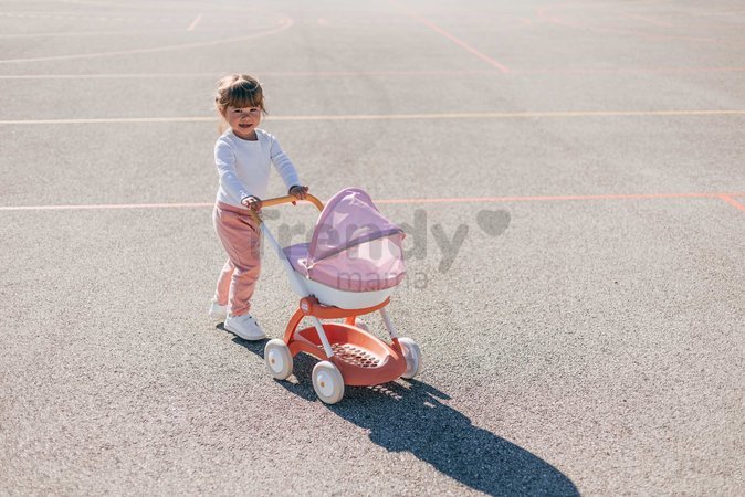 Hlboký kočík s textilným poťahom Pram Soft Baby Nurse Smoby pre 42 cm bábiku výška rúčky 58 cm od 18 mes