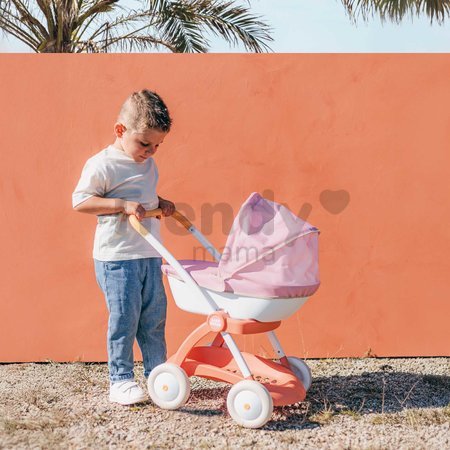 Hlboký kočík s textilným poťahom Pram Soft Baby Nurse Smoby pre 42 cm bábiku výška rúčky 58 cm od 18 mes