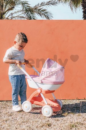 Hlboký kočík s textilným poťahom Pram Soft Baby Nurse Smoby pre 42 cm bábiku výška rúčky 58 cm od 18 mes