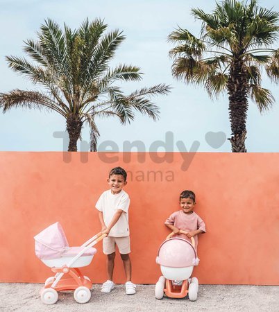 Hlboký kočík s textilným poťahom Pram Soft Baby Nurse Smoby pre 42 cm bábiku výška rúčky 58 cm od 18 mes