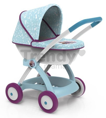 Kočík hlboký Ľadové Kráľovstvo Frozen Pram Smoby pre 42 cm bábiku s pohyblivou strieškou výška rúčky 58 cm od 18 mes