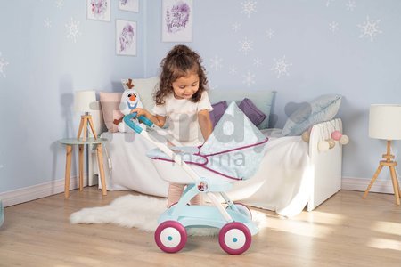 Kočík hlboký Ľadové Kráľovstvo Frozen Pram Smoby pre 42 cm bábiku s pohyblivou strieškou výška rúčky 58 cm od 18 mes