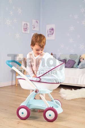 Kočík hlboký Ľadové Kráľovstvo Frozen Pram Smoby pre 42 cm bábiku s pohyblivou strieškou výška rúčky 58 cm od 18 mes