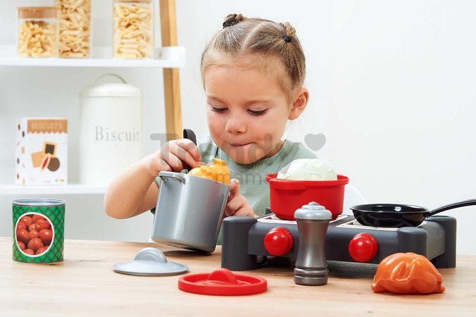 Kuchynka s hrncami a panvicou 100% Chef Écoiffier s vajíčkom a kuriatkom 14 dielov od 18 mes