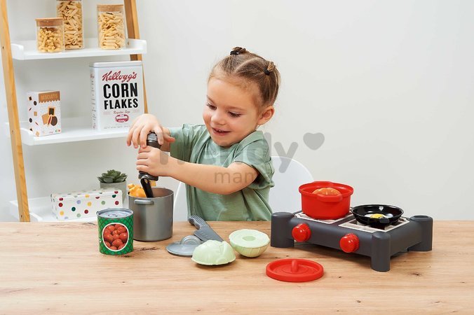 Kuchynka s hrncami a panvicou 100% Chef Écoiffier s vajíčkom a kuriatkom 14 dielov od 18 mes