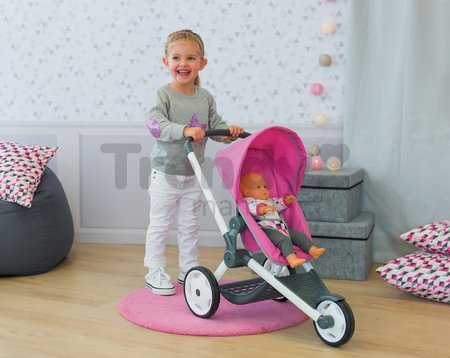 Kočík pre bábiku Maxi Cosi & Quinny Jogger Smoby športový polohovateľný ružový