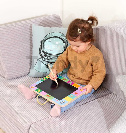 Drevená tabuľa na kreslenie LCD Drawing Board Eichhorn s dreveným perom a tlačidlom na zmazanie