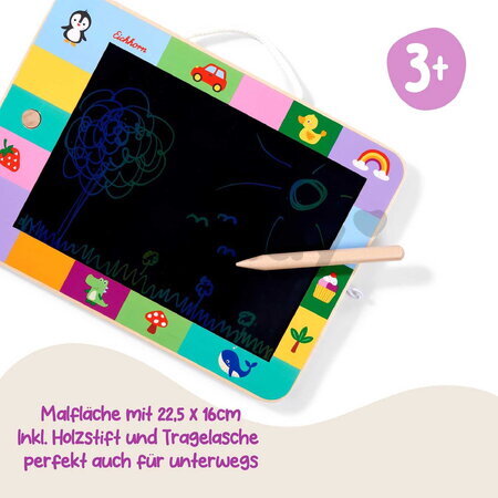 Drevená tabuľa na kreslenie LCD Drawing Board Eichhorn s dreveným perom a tlačidlom na zmazanie