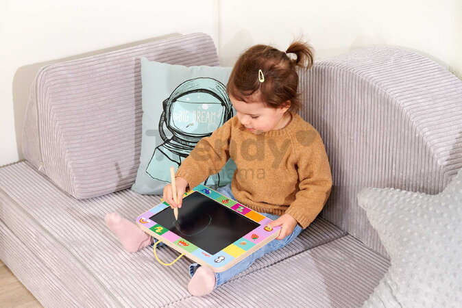 Drevená tabuľa na kreslenie LCD Drawing Board Eichhorn s dreveným perom a tlačidlom na zmazanie