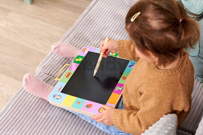 Drevená tabuľa na kreslenie LCD Drawing Board Eichhorn s dreveným perom a tlačidlom na zmazanie