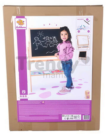 Drevená magnetická tabuľa Standing Blackboard Eichhorn skladacia s 12 doplnkami