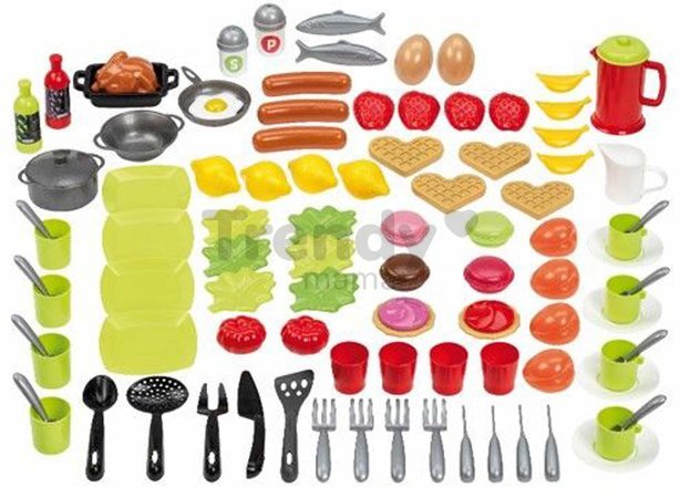 Potraviny s riadíkom do kuchynky 100% Chef Écoiffier s jedlom ovocím a zeleninou 100 dielový set od 18 mes