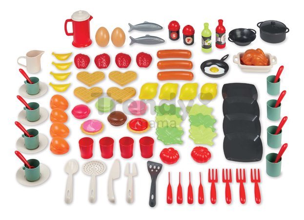Potraviny s riadíkom do kuchynky 100% Chef Écoiffier s jedlom ovocím a zeleninou 100 dielový set od 18 mes