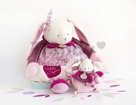 Plyšový zajačik s melódiou Lapin Cerise Music Box Doudou et Compagnie v darčekovom balení ružový 17 cm od 0 mes