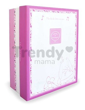 Plyšový zajačik s melódiou Lapin Cerise Music Box Doudou et Compagnie v darčekovom balení ružový 17 cm od 0 mes