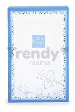 Plyšový medvedík s klipom na cumlík Ours Petit Chou Doudou Dummy Holder Doudou et Compagnie v darčekovom balení modrý 17 cm od 0 mes
