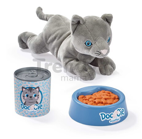 Pelech s plyšovou mačičkou Cat Basket Écoiffier a sada doplnkov s konzervou a miskou od 18 mes