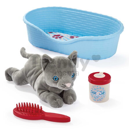 Pelech s plyšovou mačičkou Cat Basket Écoiffier a sada doplnkov s konzervou a miskou od 18 mes