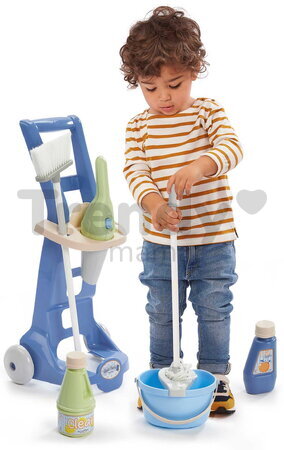 Cărucior de curățenie Cleaning trolley Écoiffier cu găleată și mătură 8 accesorii