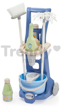 Cărucior de curățenie Cleaning trolley Écoiffier cu găleată și mătură 8 accesorii