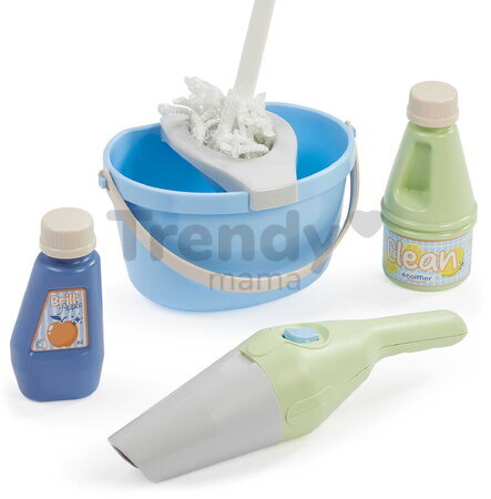 Cărucior de curățenie Cleaning trolley Écoiffier cu găleată și mătură 8 accesorii