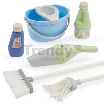 Cărucior de curățenie Cleaning trolley Écoiffier cu găleată și mătură 8 accesorii