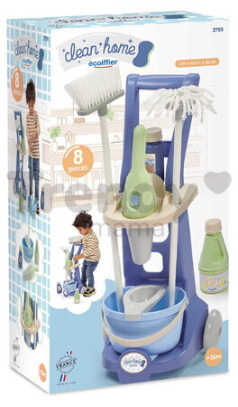 Cărucior de curățenie Cleaning trolley Écoiffier cu găleată și mătură 8 accesorii