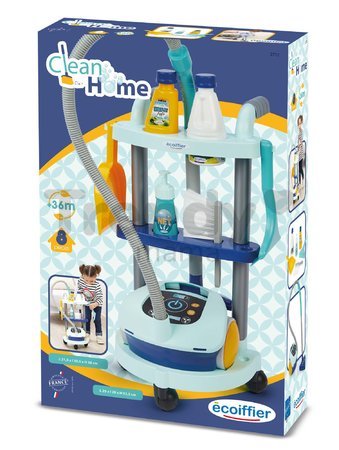 Upratovací vozík s vysávačom Vacuum Trolley Clean Home Écoiffier s 8 doplnkami