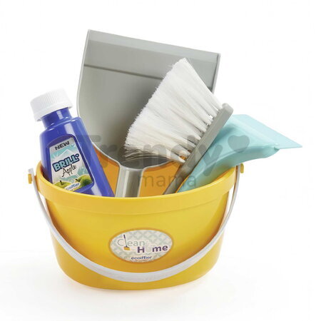 Upratovacia súprava vo vedre Cleaning Bucket Set Écoiffier 5 doplnkov s lopatkou metličkou a stierkou na okná