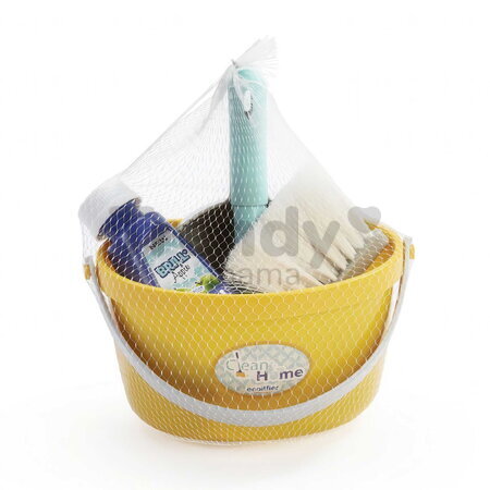 Upratovacia súprava vo vedre Cleaning Bucket Set Écoiffier 5 doplnkov s lopatkou metličkou a stierkou na okná