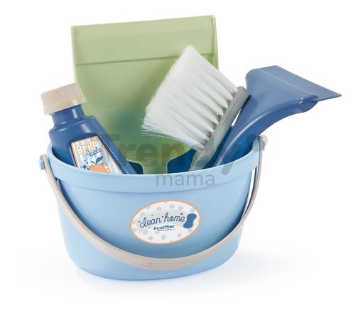Upratovacia súprava vo vedre Clean Home Écoiffier 5 doplnkov s lopatkou metličkou stierkou a fľaškou od 3 rokov ECO2776