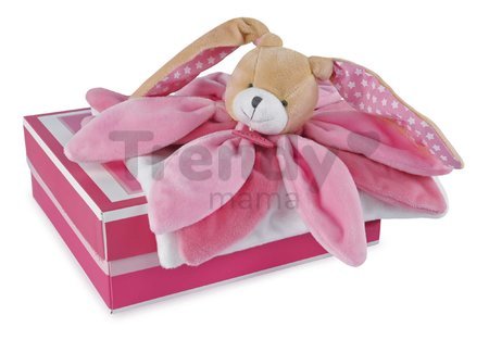 Plyšový zajačik na maznanie Bunny Pink Collector Doudou et Compagnie v darčekovom balení ružový 28 cm od 0 mes