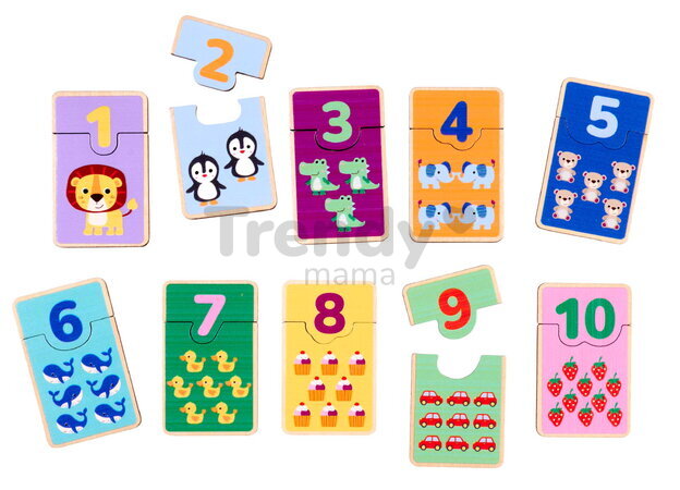 Drevené puzzle s číslami Games Numbers Account Eichhorn 20 dielikov s obrázkami zvieratiek a objektov od 24 mes