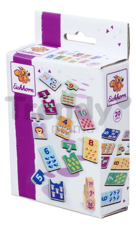 Drevené puzzle s číslami Games Numbers Account Eichhorn 20 dielikov s obrázkami zvieratiek a objektov od 24 mes