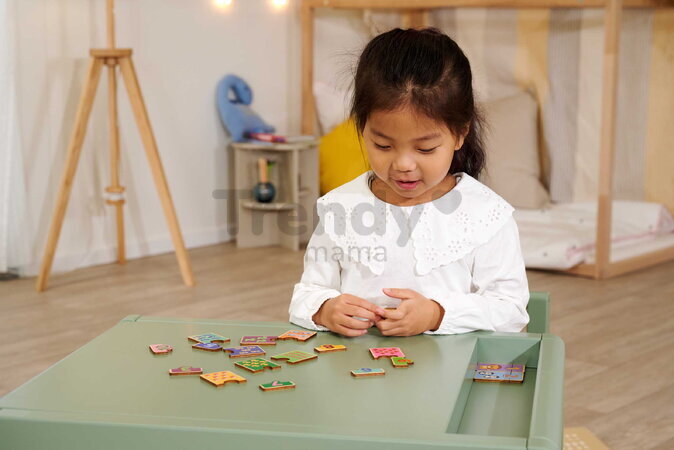 Drevené puzzle s číslami Games Numbers Account Eichhorn 20 dielikov s obrázkami zvieratiek a objektov od 24 mes